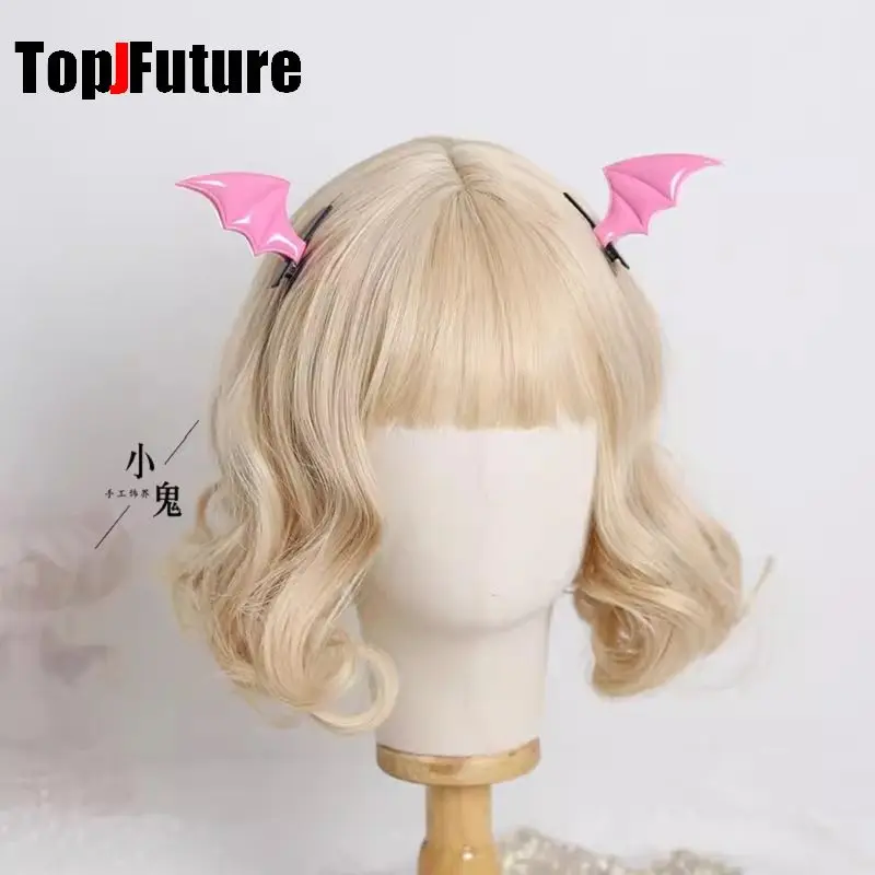 PU leather material Harajuku Gothic Lolita Y2K girl  bat Hairpin clip Devil Hair Clip Halloween headwear Bow hair accessory