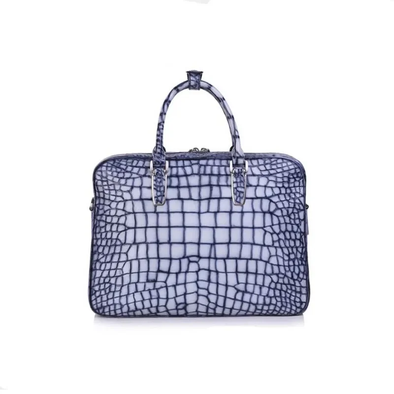

gedili crocodile leather bag men handbag blue and white porcelain chest with belly business leather men briefcase