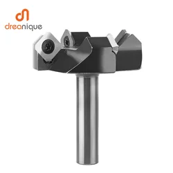 Dreanique 4-Flute Wood Planer Bit 60mm Cutting Diameter 12mm Shank Spoilboard Surfacing Tambour Router Bit Insert Carbide Slab