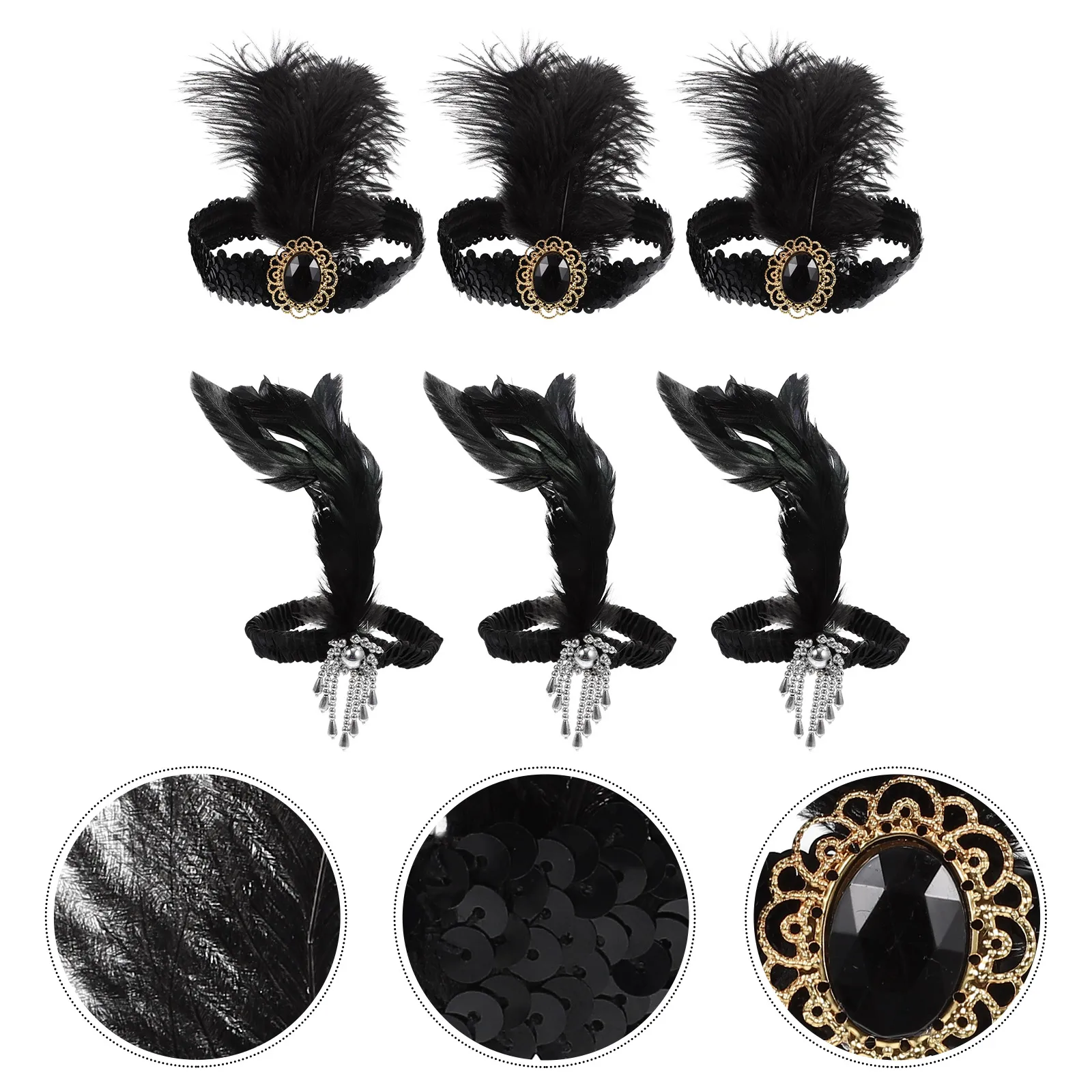 

6pcs Headb Black Haircut Decor Women Party Headdress Accessories Costume Props Lightweight Comfortable Practical