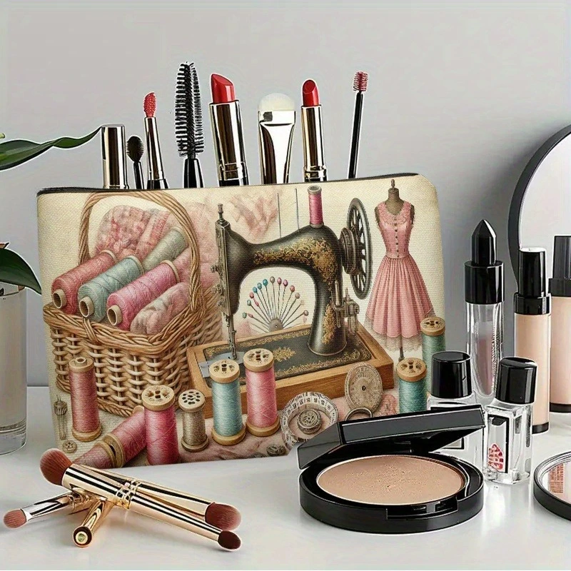 A Handbag with One Piece, Sewing Tools And Crafts, a Stylish And Lightweight Zippered Makeup Bag
