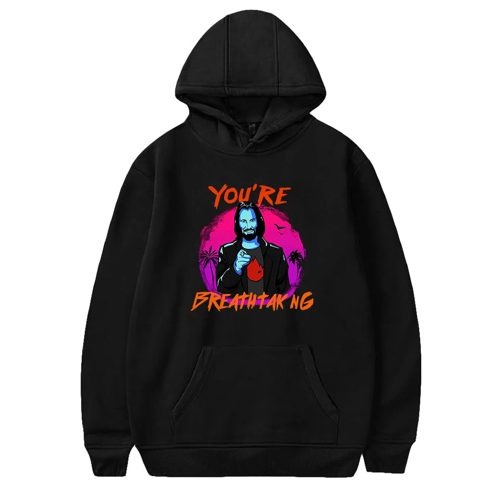 Keanu Reeves Hoodie Unisex Lange Mouw Vrouw Man Capuchon Sweatshirts Amerikaanse Ster Casual Stijl Kleding