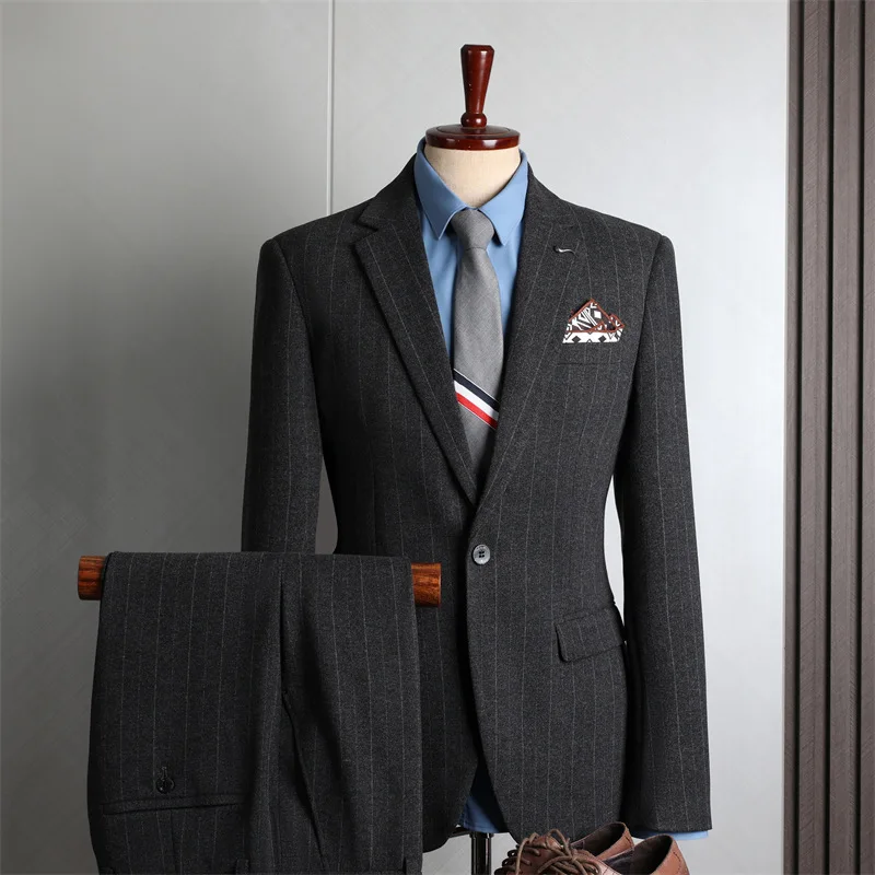 YF128 2024 Autumn Flower Suit Jacket Men's Business Casual Texture Blazer Gray Man's New Dress Banquet