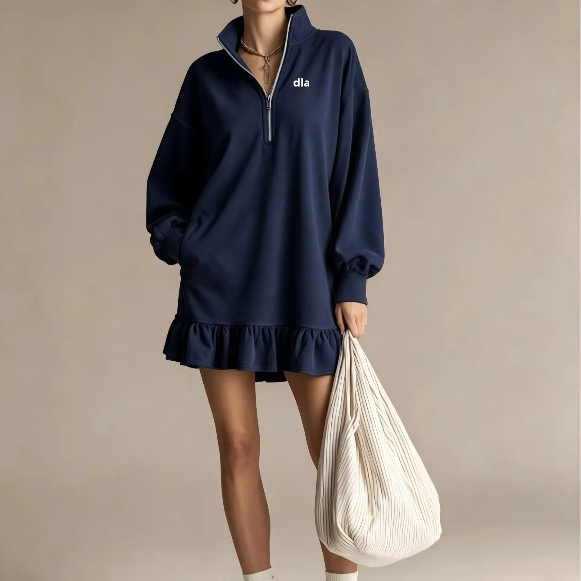 2026 Autumn New Style Half-Zip Standing Collar Loose Casual Women's Fitness Dressing Outwear Outdoor Jacket