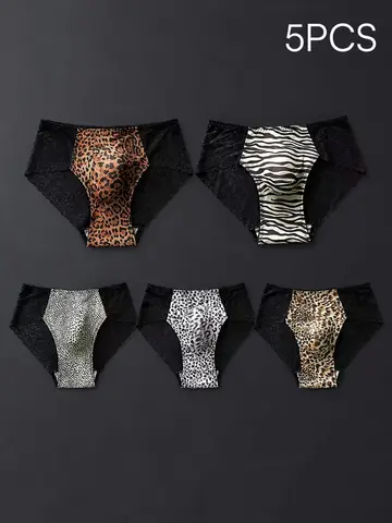 5PCS Sexy Mens Seamless Panties Ice Ultra Thin Sports Fitness Bulge Pouch briefs Male Panties Low Waist