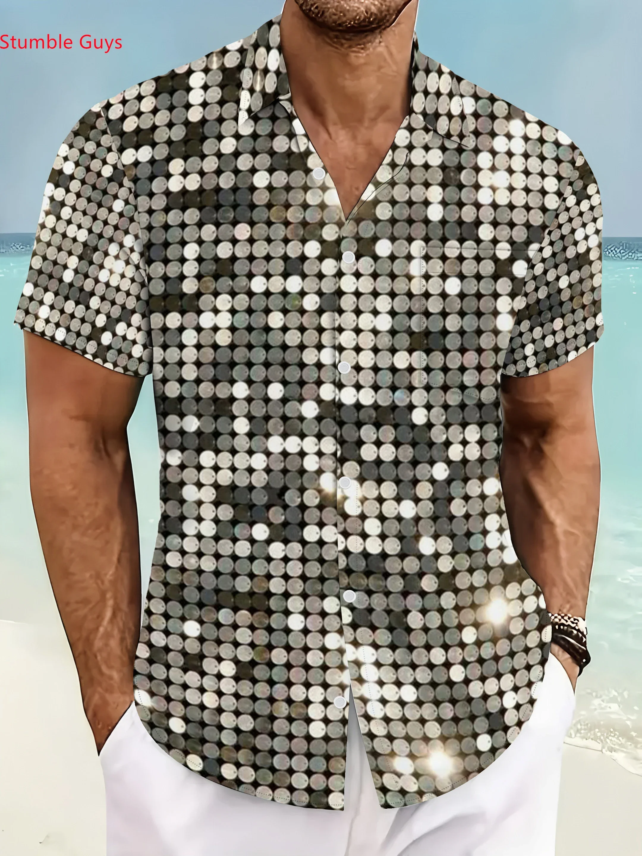 

Summer Fashion Party Hawaiian Shirt For Men Casual Man Short Sleeve Stylish Print Beach Wear Breathable Holiday Tops
