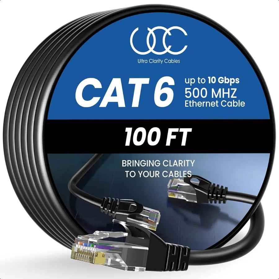 

Кабели Ultra Clarity Cat 6 Ethernet-кабель 100 футов Открытый и внутренний Ethernet-кабель 10 Гбит/с Высокоскоростной кабель Cat6 RJ45 LAN Интернет