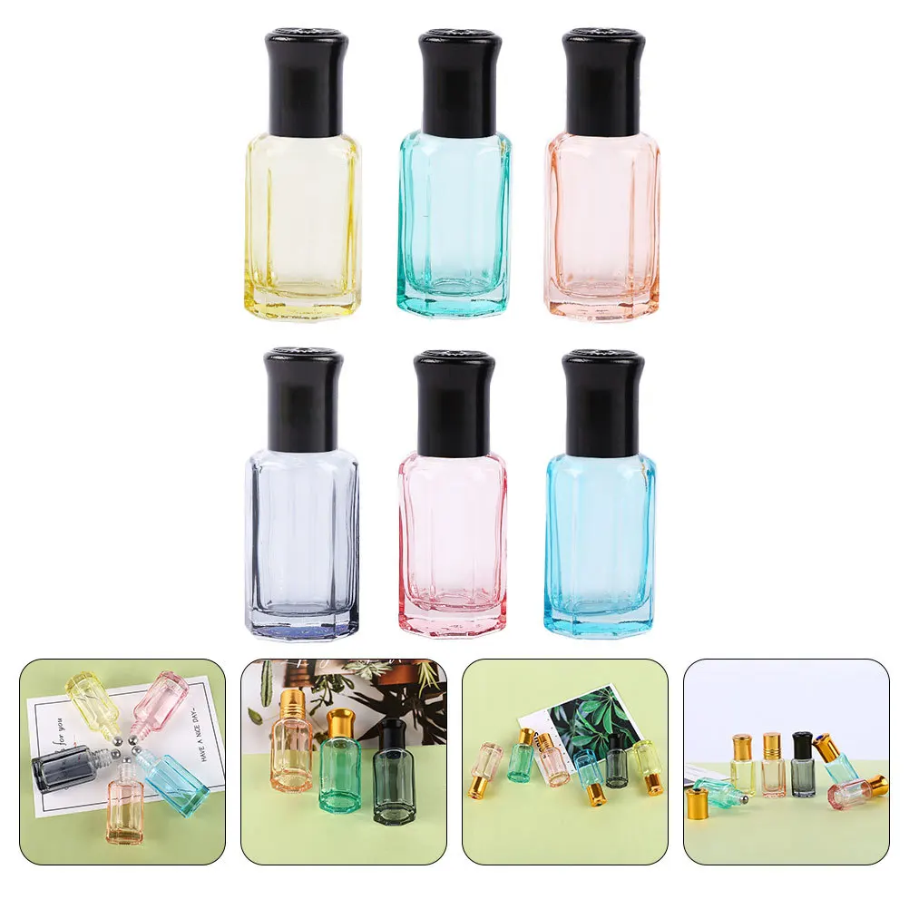 

6Pcs 6Ml Glass Roll-on Bottle Refillable Essential Oil Container Travel Friendly Subpackaging Bottle for Perfume and Cosmetics