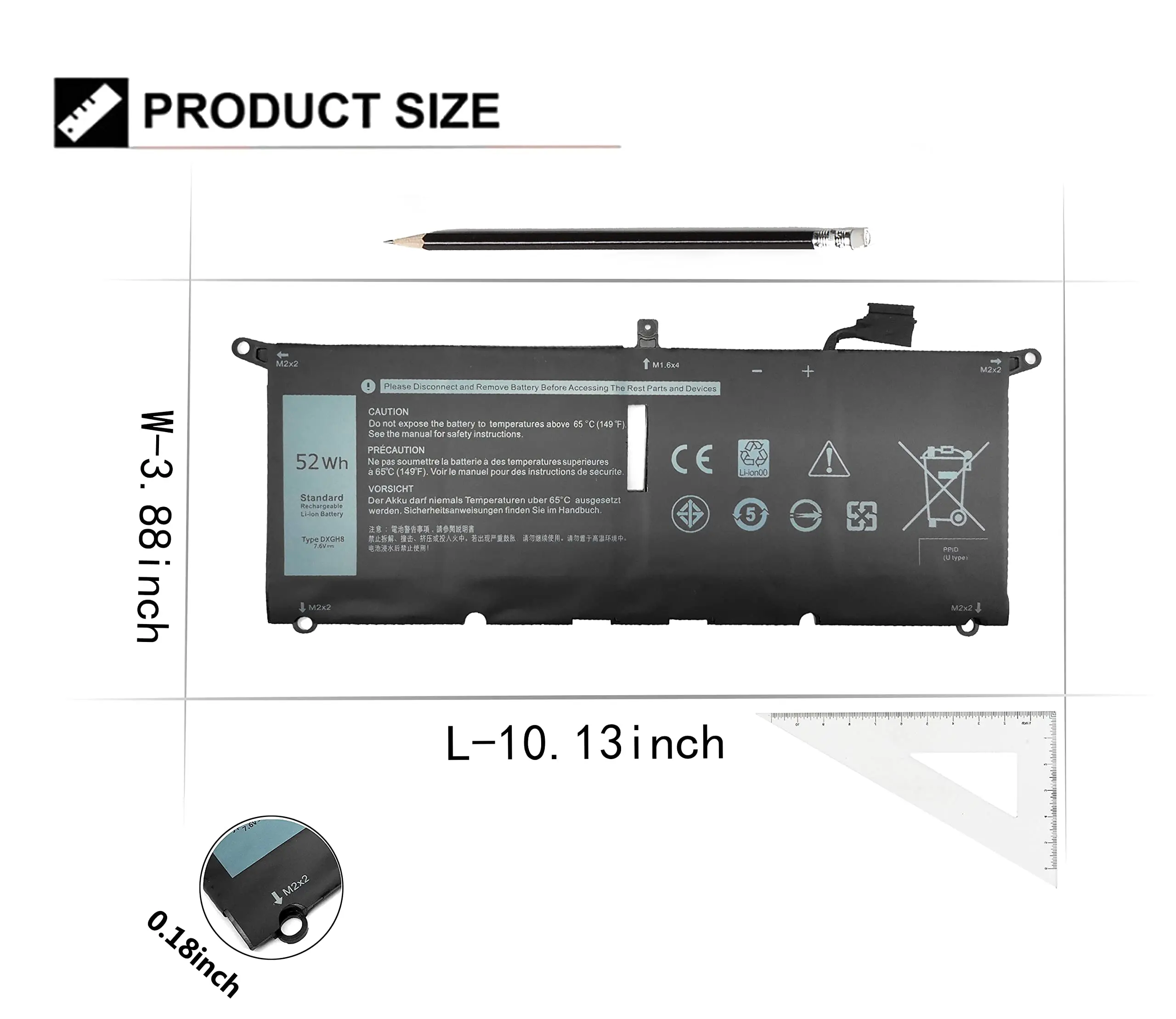 DXGH8 Battery for Dell XPS 13 9370 9380 2019 Inspiron 13 7390 7391 2-in-1 5390 5391 7490 Latitude 3301 E3301 Vostro 5390 5391