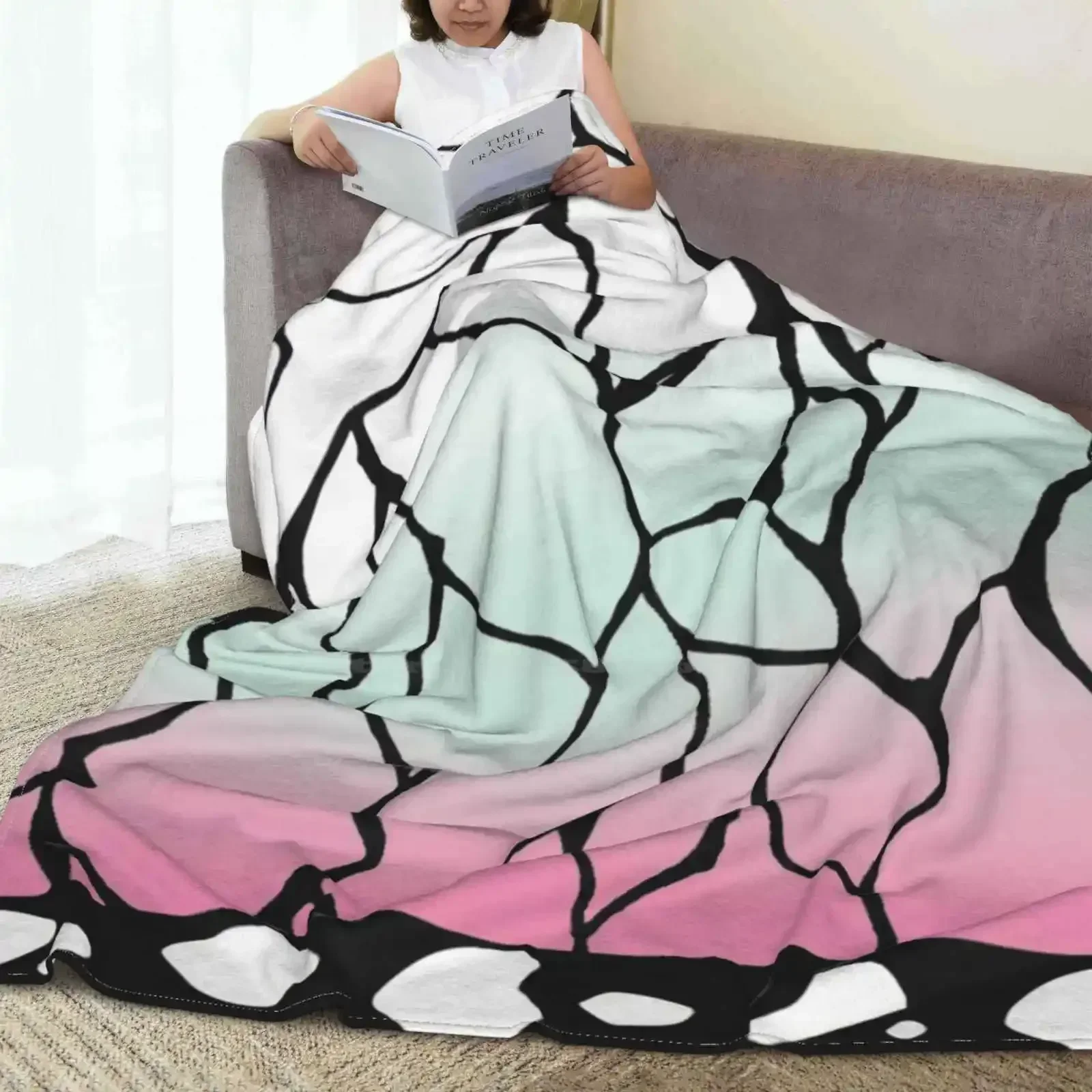 1pc Halloween anime with the same feather print flannel blanket pattern restored bright patterns suitable for festive atmosphere