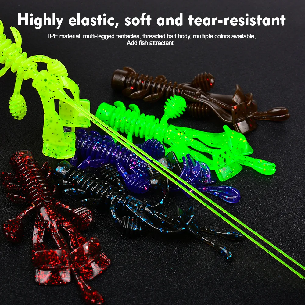 PRO BEROS 10 Stück/Beutel 2,5g 7,6cm Schwimmender Garnelen-Köder Texas Rig Weicher Köder Bass-Wurm Angeln Salzwasser Süßwasser – Detail 3