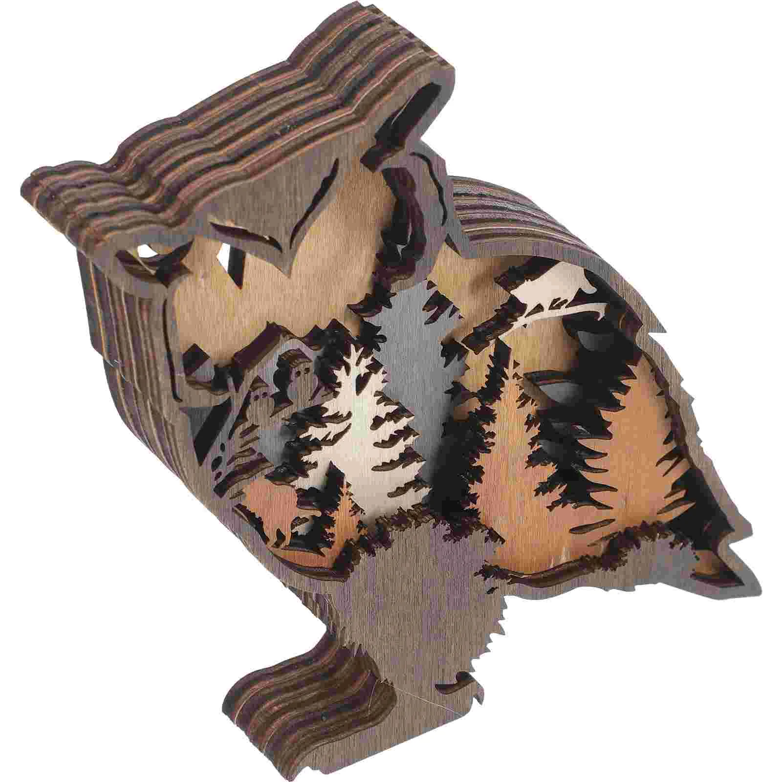 Owl Ornament Country Bedroom Decor Rustic Wood Log Cabin Wall Dining Table Wooden for Living