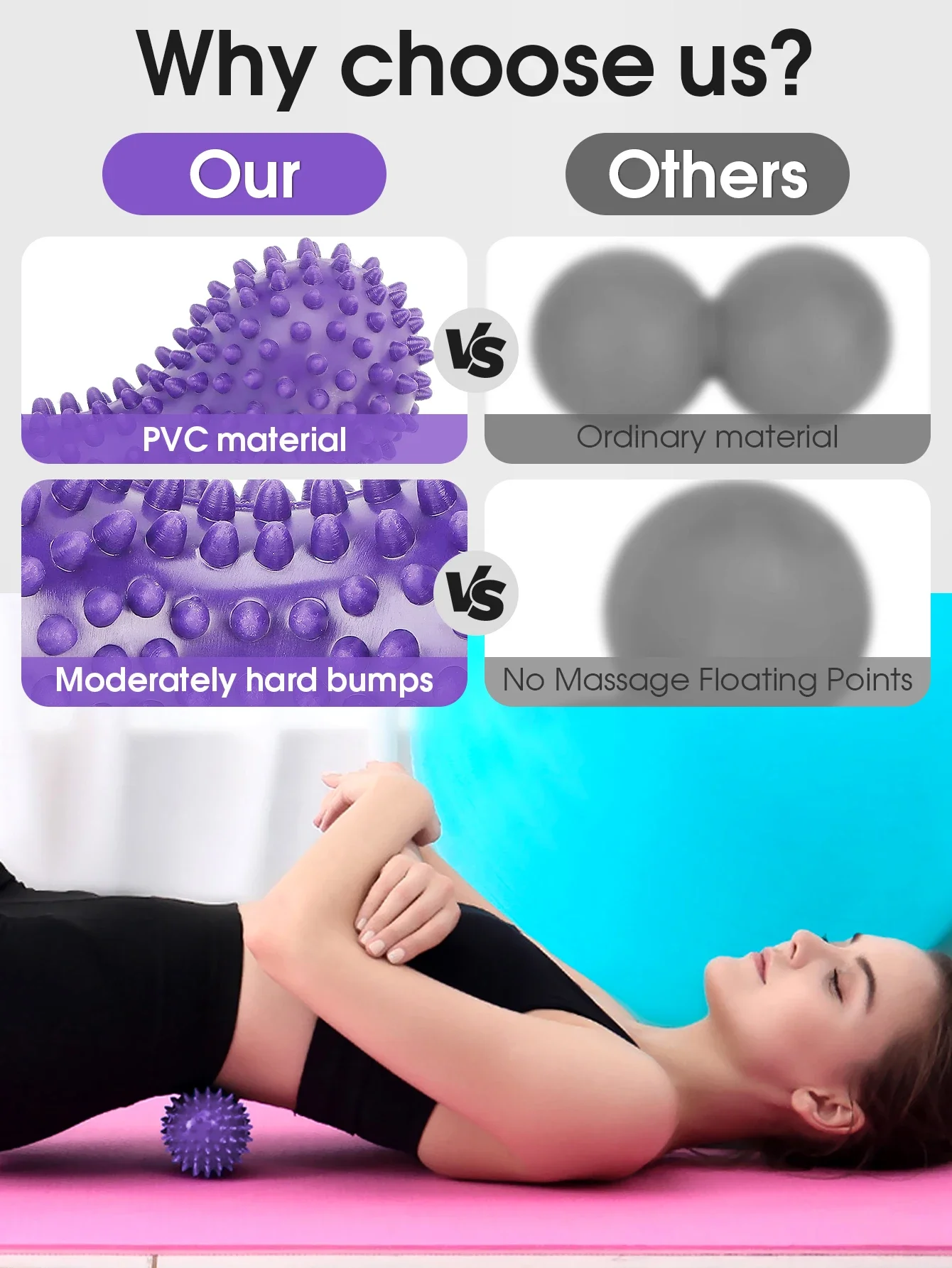 فآسيا الكرة أثار نقطة تدليك الكرة TPR الموقف ماستر كرة يوجا الخصر والظهر تدليك القدم الكرة التهاب اللفافة الأخمصية #3