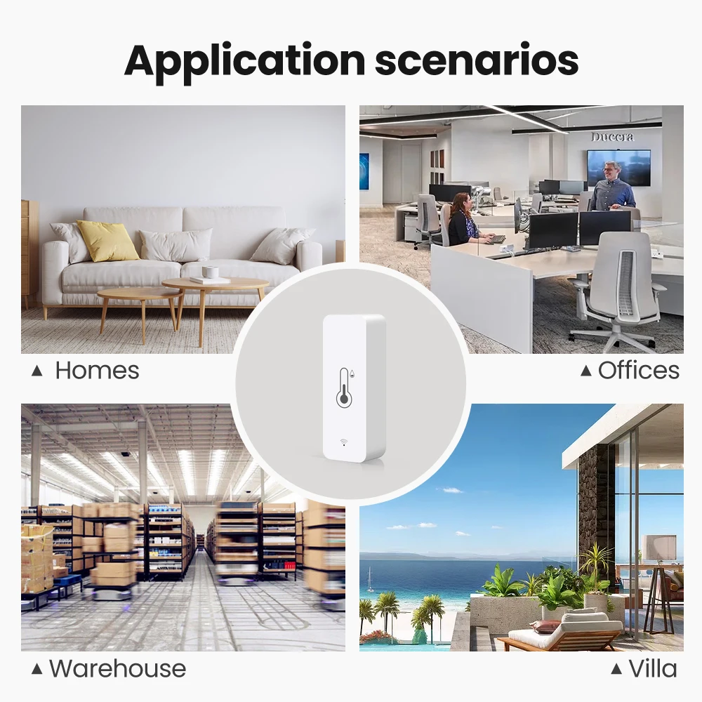 AVATTO Tuya WiFi Temperature Humidity Sensor，Indoor Hygrometer Temperature Sensor Humidity Meter Support Alexa Google Home