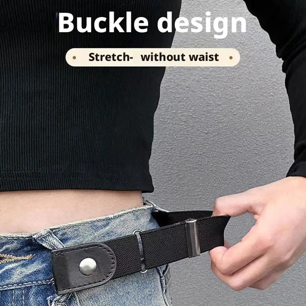 Unisex Invisible Elastic Belt No Buckle Lazy Waistband Comfortable Stretch Fabric Waist Strap for Pants Skirts Adjustable Belt