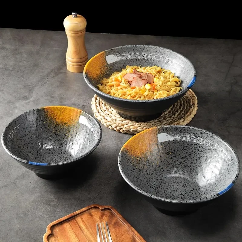 Melamine noodle bowl commercial Japanese imitation porcelain creative features noodle house beef Lamian Noodles noodle soup.