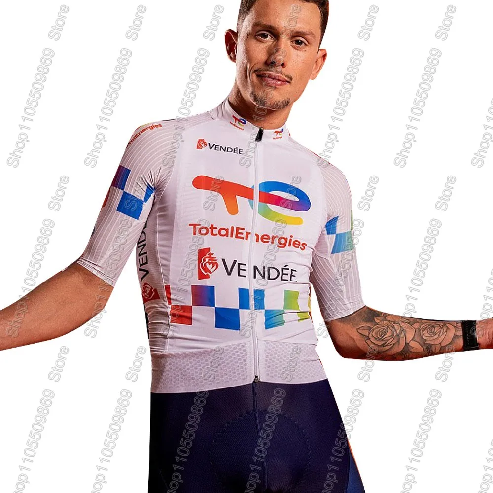 Conjunto de Maillot y Culotte de Ciclismo Maillot Total Energies 2026 para el Tour de Francia, Ropa de Ciclismo de Carretera, Camiseta y Culotte con Tirantes para Bicicleta de Montaña
