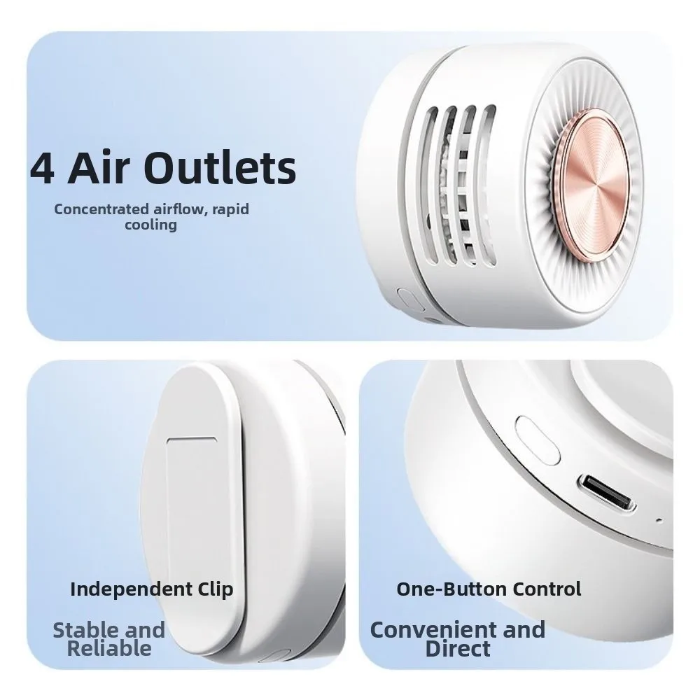 Bladeless Clip-On Waist Fan Rotatable Mute Handheld Air Cooler USB Rechargeable Portable Personal Cooling Clip Fan Summer