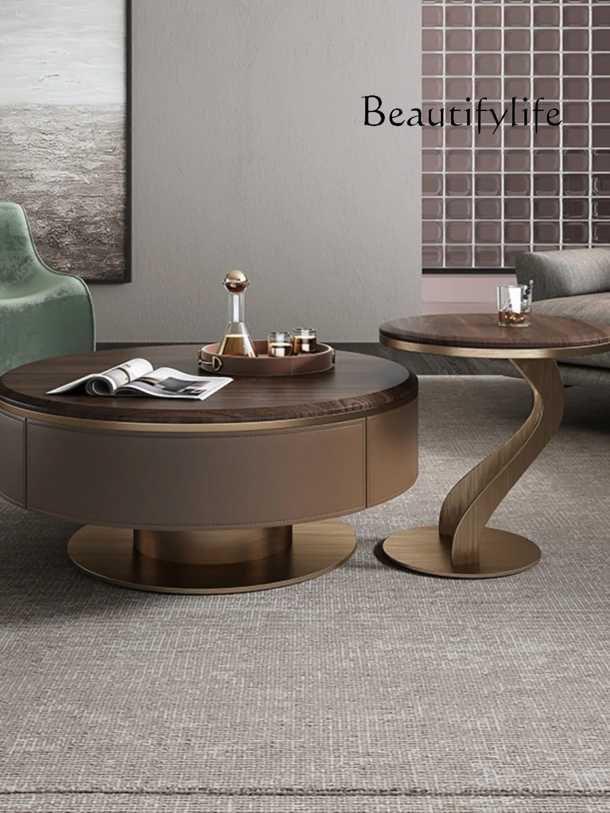 Light Luxury Modern Simple Designer Home Living Room Stainless Steel Small Apartment Internet Celebrity Coffee Table