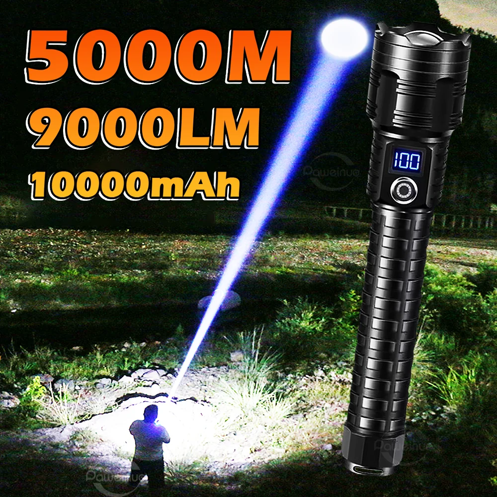 

Super High Power Led Flashlights With Usb Rechargeable Powerful LED Flashlight Ultra Bright Lantern 10000mAh Battery Torch Lamp