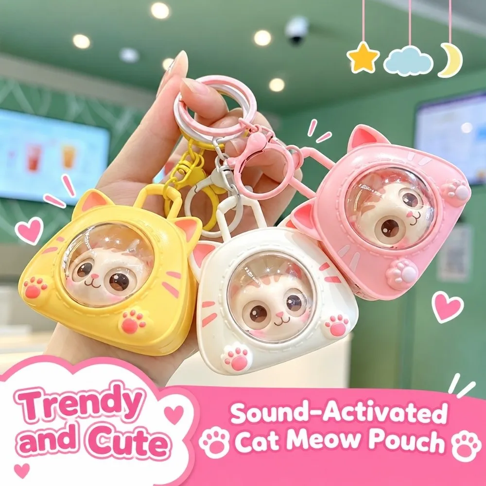 Squeeze Sound Cartoon Cat Keychain One Click Face Change Creative Stress Relief Keychain Eye Changing Funny Bag Pendant