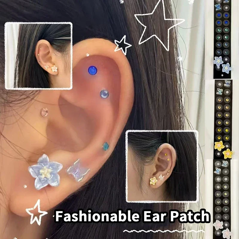

Fashion Butterfly Flower Ear Point Stickers Ear Pressure Patch Rhinestone Acupuncture Auricular Ear Stickers Massager