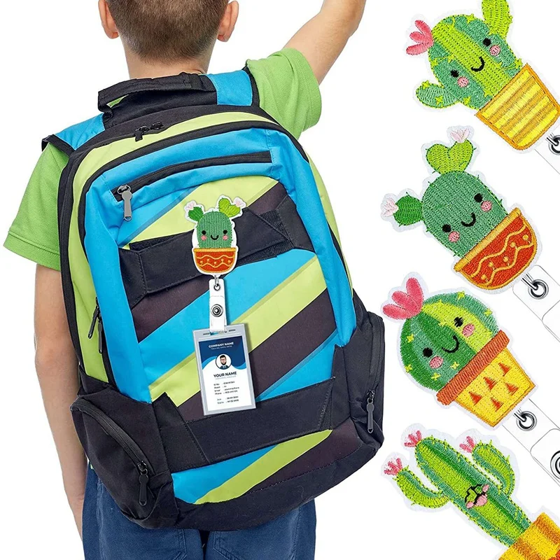 Soporte de carrete de insignia de Cactus, soporte de tarjeta de identificación con Clip de Cactus, soporte de carrete de insignia retráctil con Clip giratorio de cocodrilo, 6 piezas