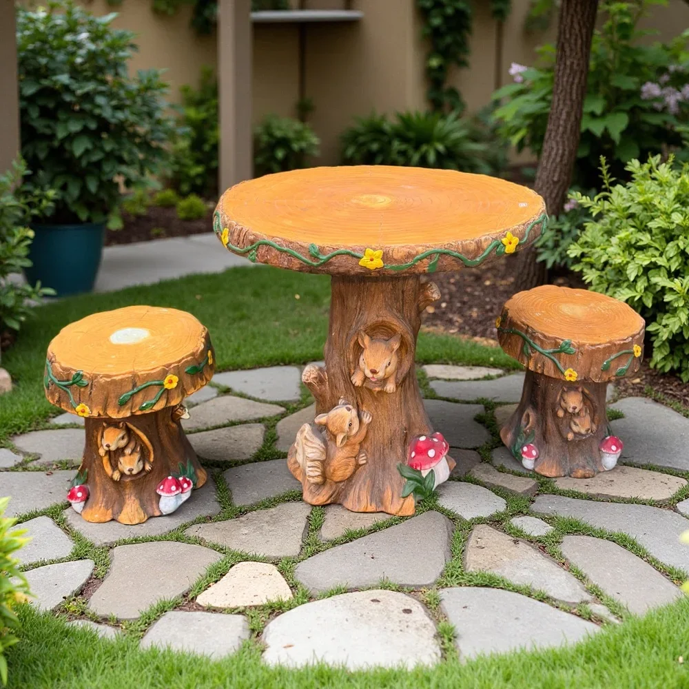 DSA Park Outdoor Decoration Ornament Balcony Garden Stump Table and Chair Garden Leisure Creative Table and Chair