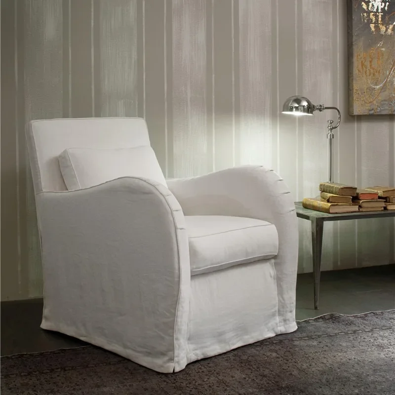 Canapé simple à démontage ins wind B & B, canapé blanc pour appartement, canapé américain en lin