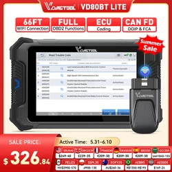 New VDIAGTOOL VD80BT LITE Car Diagnostic Scanner 28+ Resets Wireless ECU Coding Bi-directional Control  FCA 3 Years Free Update