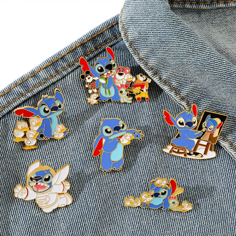 

Disney Creative Lilo & Stitch Brooch Custom Stitch Enamel Pin Backpack Clothing Jewelry Metal Badge Accessories Gift