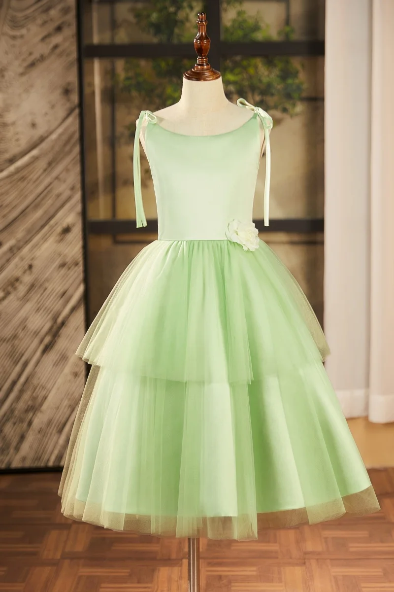 녹색 어린이 드레스 공주 드레스 소녀 투투 스커트 작은 호스트 피아노 공연 드레스 유치원 공연 스커트