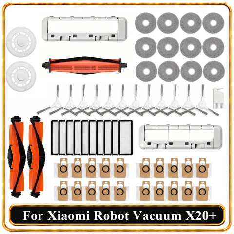 For Xiaomi Robot Vacuum X20+ / X20 Plus Parts Accessories Main Brush Side Brush Hepa Filter Mop Cloth Dust Bag Replacement