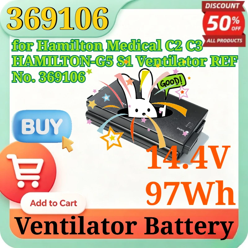 369106 14.4V 97Wh High Capacity Replacement Li-ion Battery for Hamilton Medical C2 C3 HAMILTON-G5 S1 Ventilator REF No. 369106