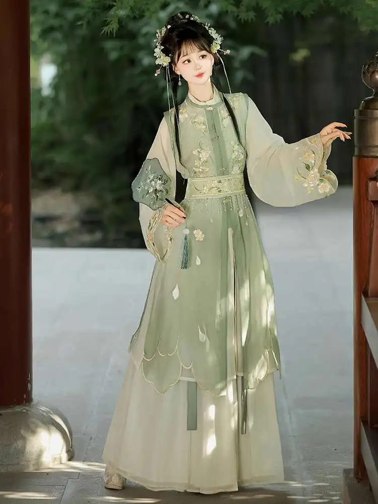 

New Carnival Halloween Cos Cosplay Hanfu Ming System Improve Waistcoat Double-breasted Stand-up Collar Long Gown Skirt