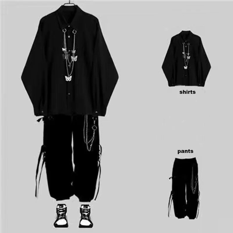 ARENS Techwear Black Gothic Blouses Vintage Casual Streetwear Harajuku Shirt Spring Autumn Oversized Asymmetrical Top Punk