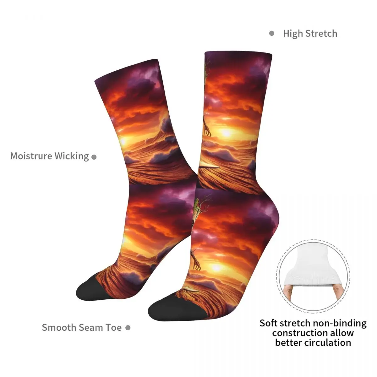 Groot Sunset Socks Harajuku Super Soft Stockings All Season Long Socks Accessories for Unisex Birthday Present