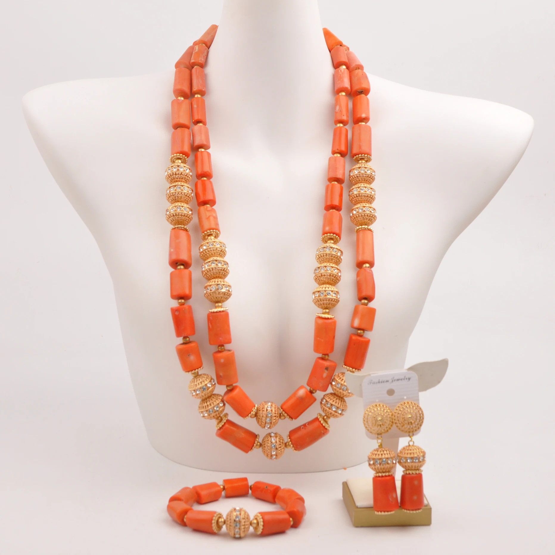 

Fashion 36inches African Coral Necklace Jewelry Set Nigerian Wedding Bridal Coral Beads Jewelry Sets