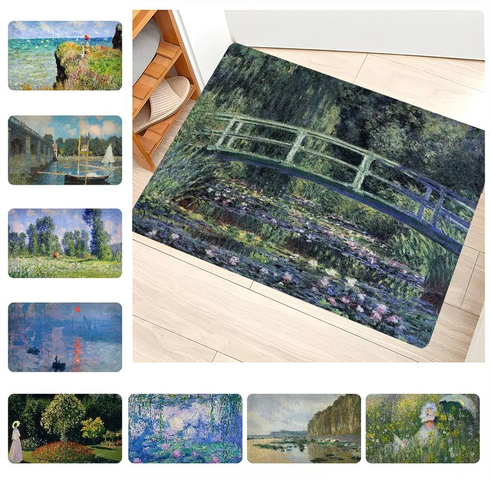 Claude Monet Oil Painting Art Entrance Door Mat Nordic Style Home Doormat Bathroom-Toilet Mats Bedroom Hotel Decor Mat