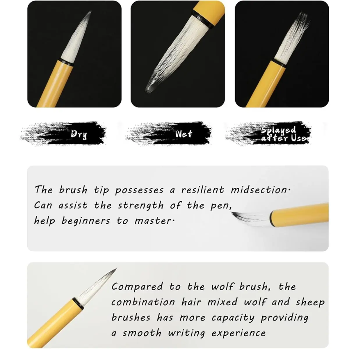 Eco-friendly 13PCS Chinese Calligraphy Brush Set, Writing Brush Bamboo Storage Scoll, Chinese Kanji Sumi-E Drawing Watercolor Br