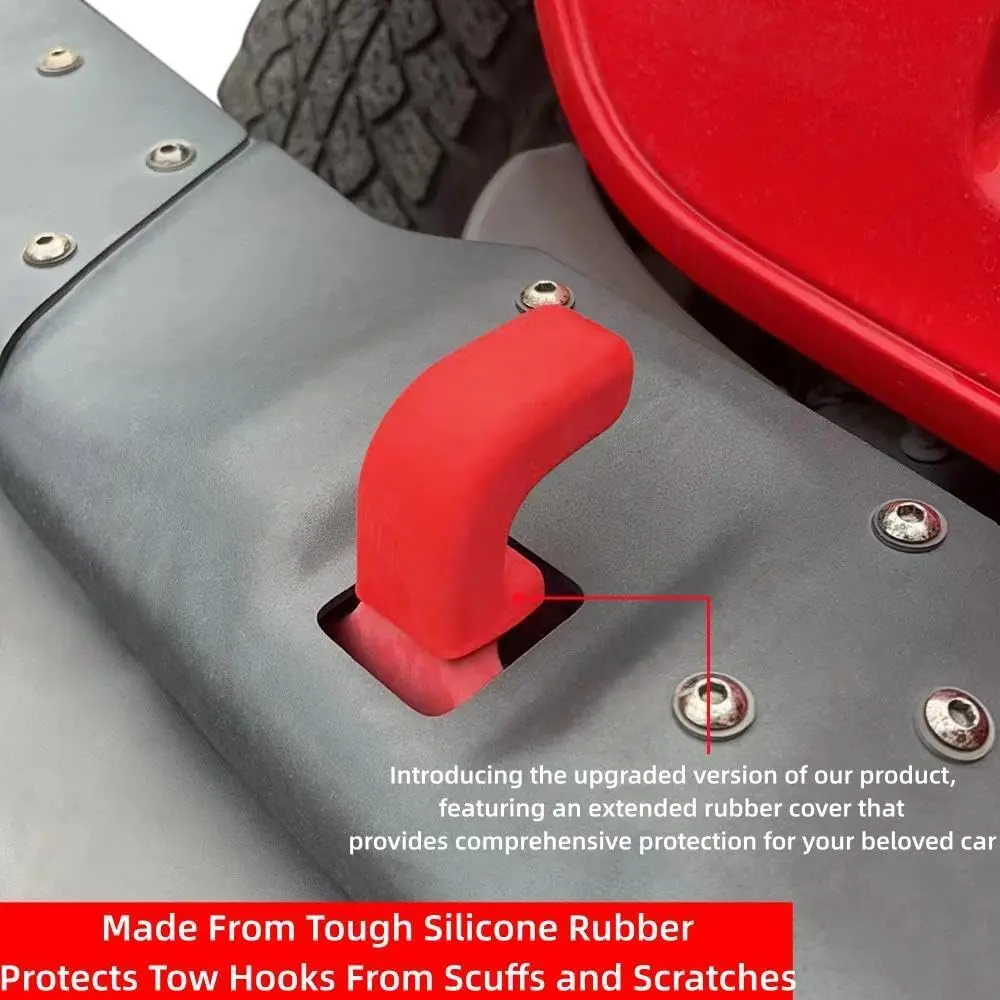 Upgraded Front Bumper Tow Hook Cover For Jeep Wrangler JK JL Gladiator JT 2007-2023 Big Size Silicone Hook Cushion Protector