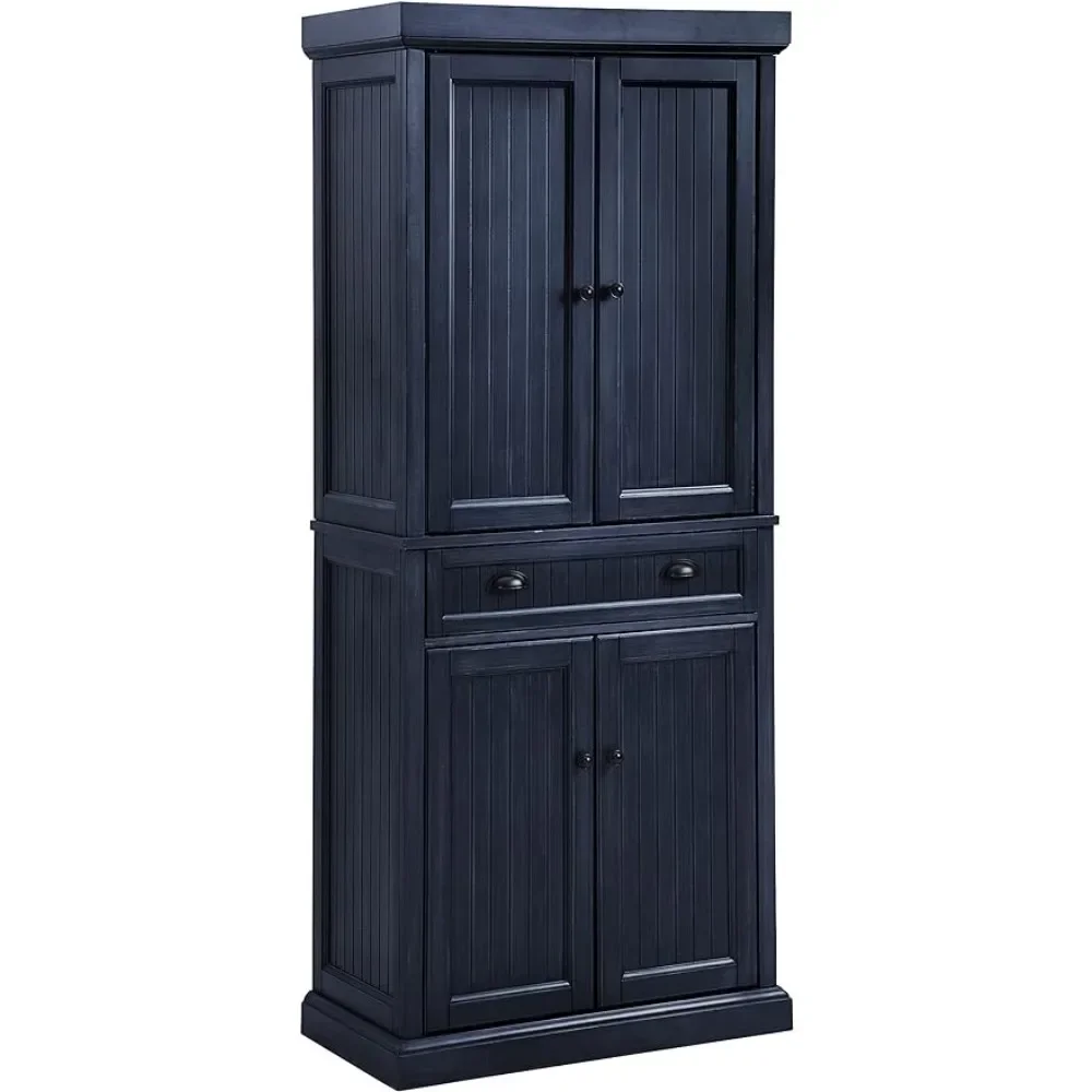 Furniture Seaside Kitchen Pantry Cabinet, Distressed Navy