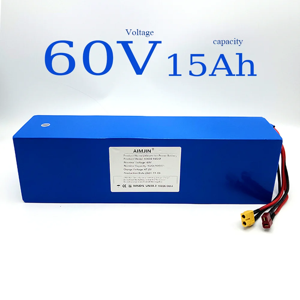 60V 15Ah battery 18650 16S4P 15000mAh 900Wh high-power lithium battery with built-in BMS lithium-ion battery pack