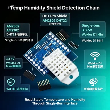 WeMos D1 Mini DHT22 Shield, AM2302 Temperature Humidity Sensor Module, ±0.5°C High Accuracy