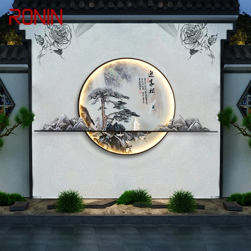 

RONIN Solar Outdoor Mural Lamp Creative Circular Landscape Waterproof Mural Villa Courtyard Decoration Painting