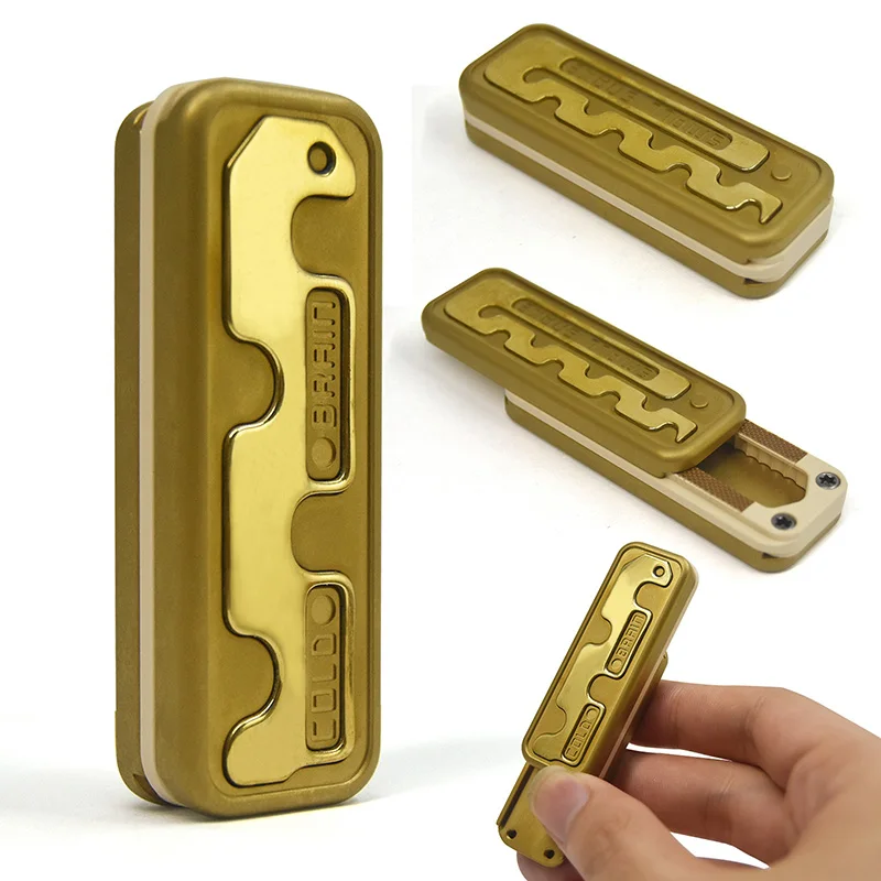 Pequeno cobra edc brinquedo fidget máquinas de metal empurrar cartão alívio do estresse brinquedo adulto alívio do estresse e relaxante dedo slide