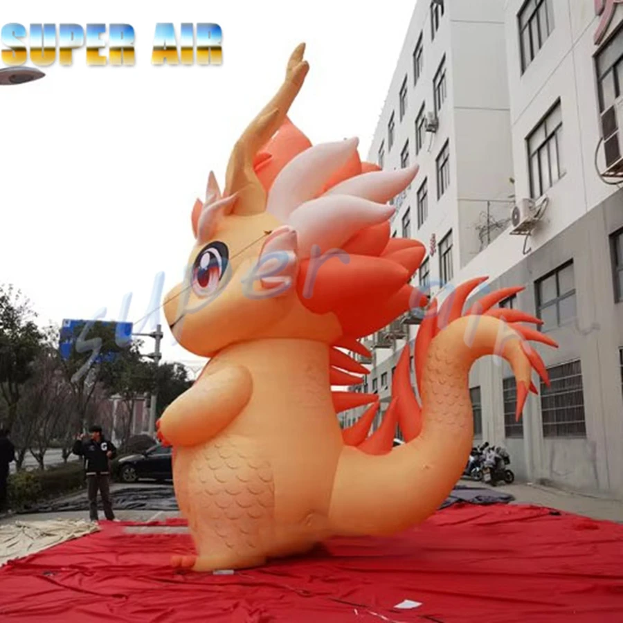 Super air custom made cartoon mascot inflatable cute dragon with air fan for festival decoration