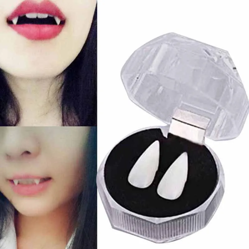 New-1Pair Horrific Vampire Teeth Halloween Party Dentures Props Zombie Devil Fangs Tooth