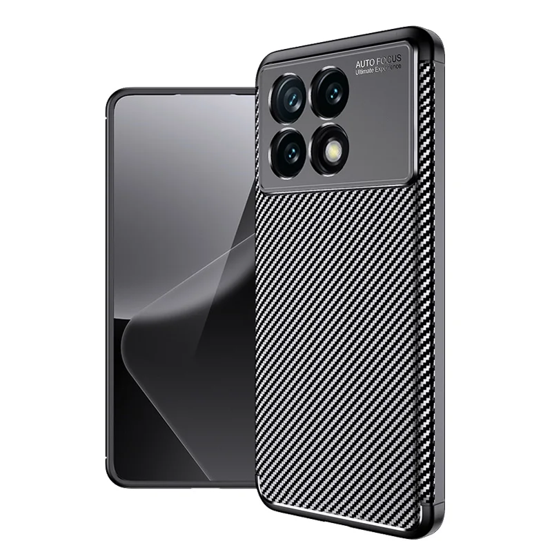 Carbon Fiber Cover For Xiaomi Poco X6 Pro 5G Case Anti-knock Silicone Funda For Poco X6Pro 5G Thin Phone Case For Poco X6 Pro 5G