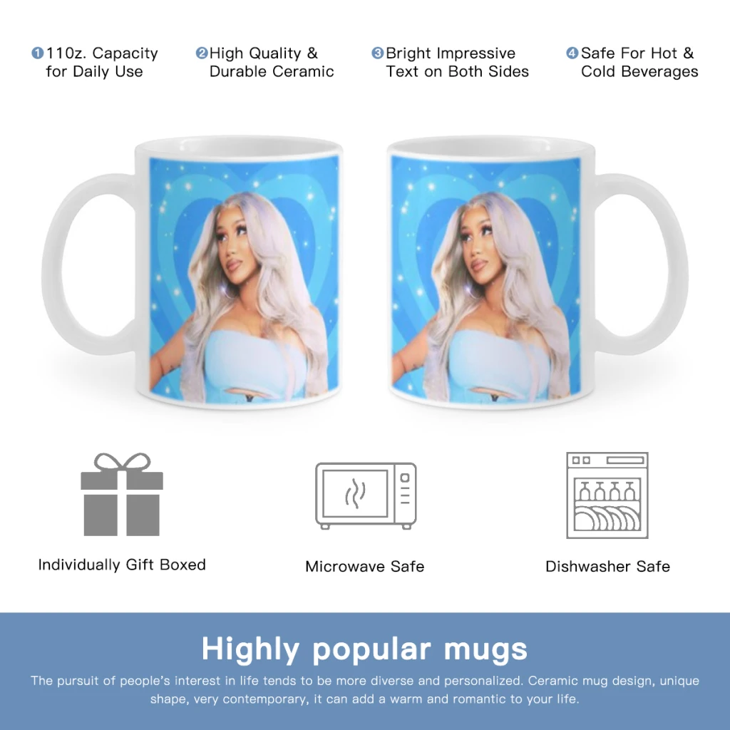 American Pop Rap Hip-Hop Singer Cardi B Free shipping Ceramic Cup Coffee Oatmeal Breakfast Cup Creative Personality Mug